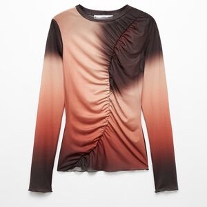 MANGO Mesh Long Sleeve Top